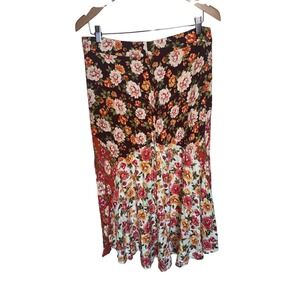 Anthropologie Floral Maxi Skirt - Black, Red, Cream